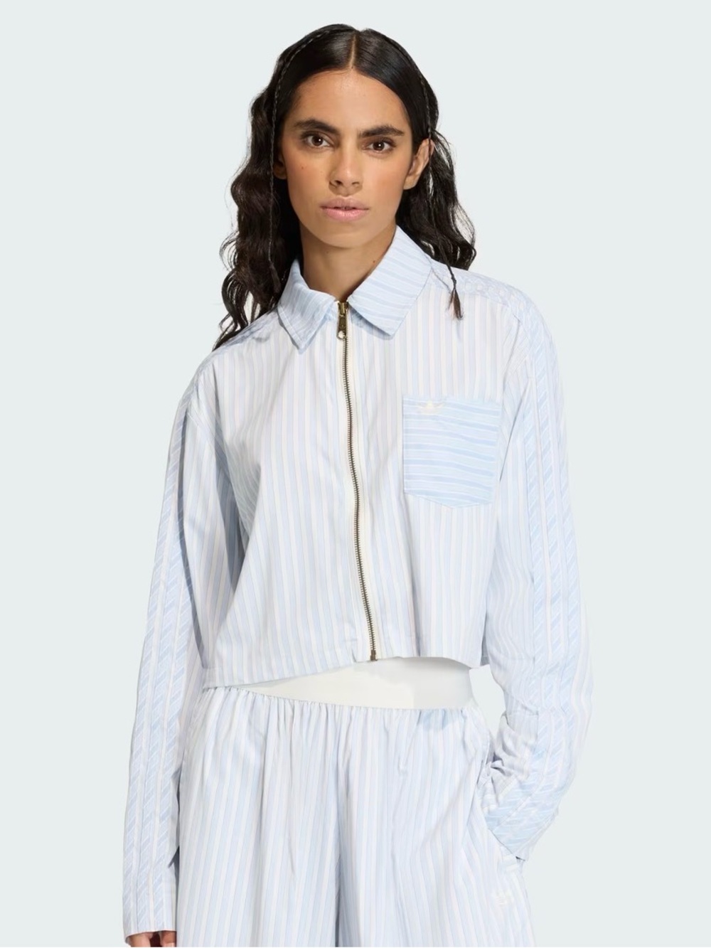Adidas Original Poplin Shirt Crystal Sky/White Small New